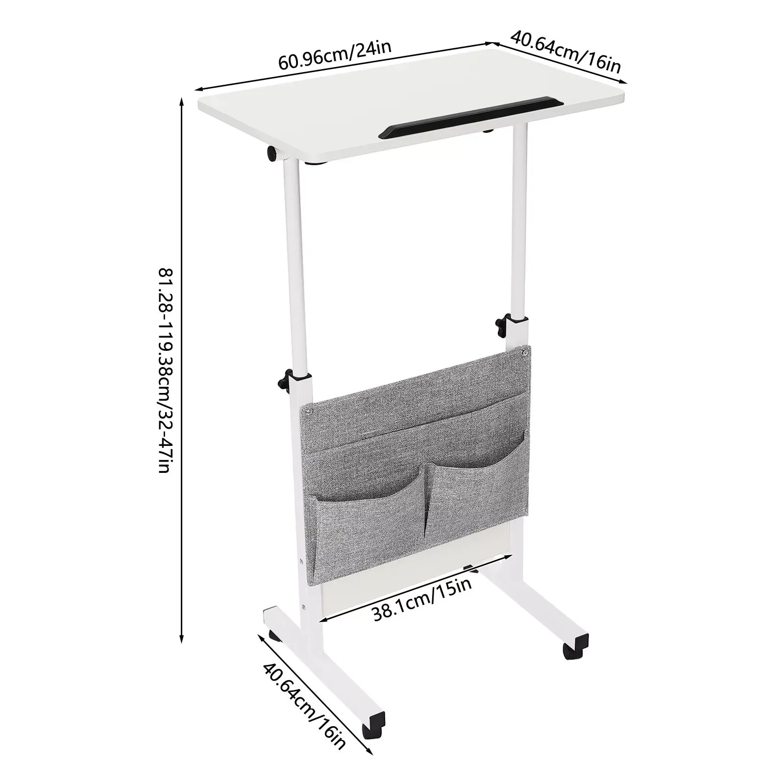 Rolling Laptop Desk with Adjustable Height