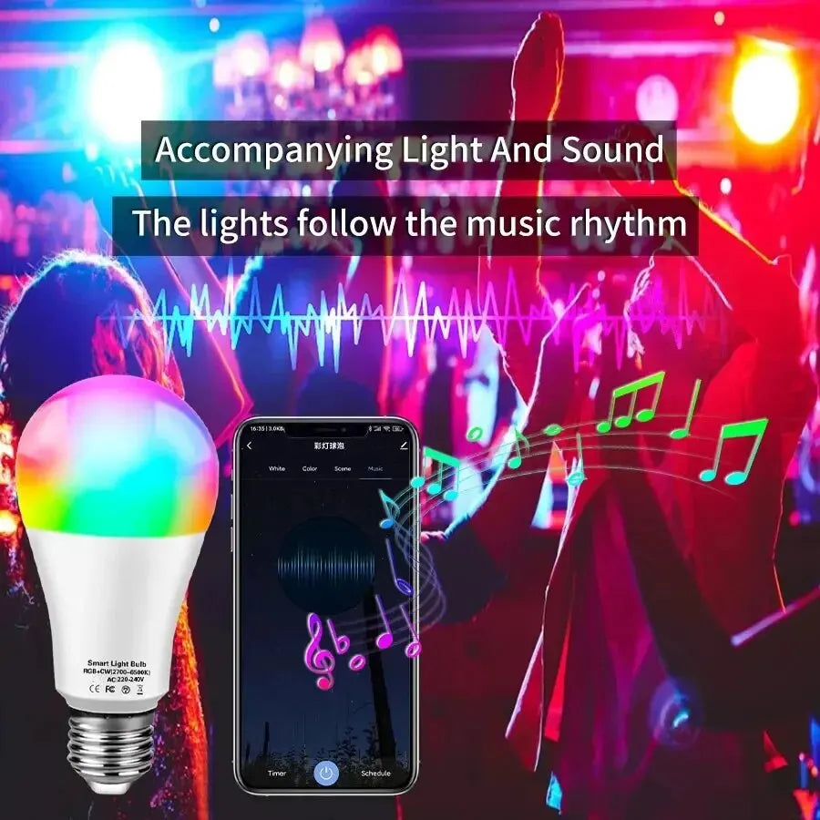 Tuya Smart RGB LED Bulb – E27, App & Voice Control